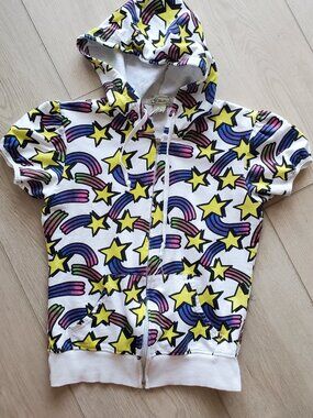 Blu Chic Size Medium Y2k Scene Colorful Short Sleeve Hoodie